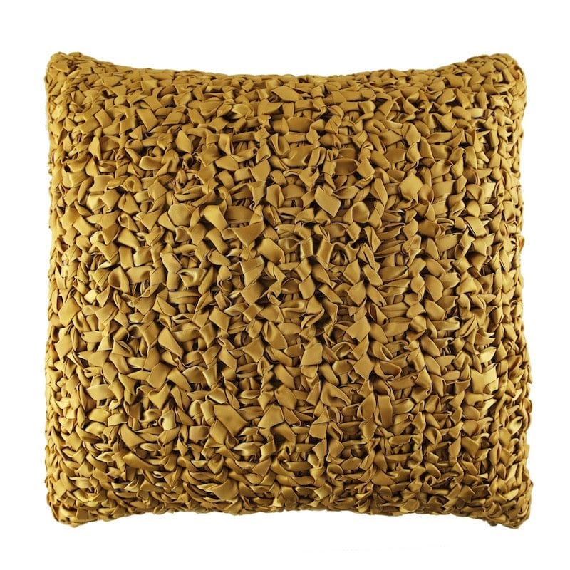 Gold Ribbon Knit Pillows by Ann Gish