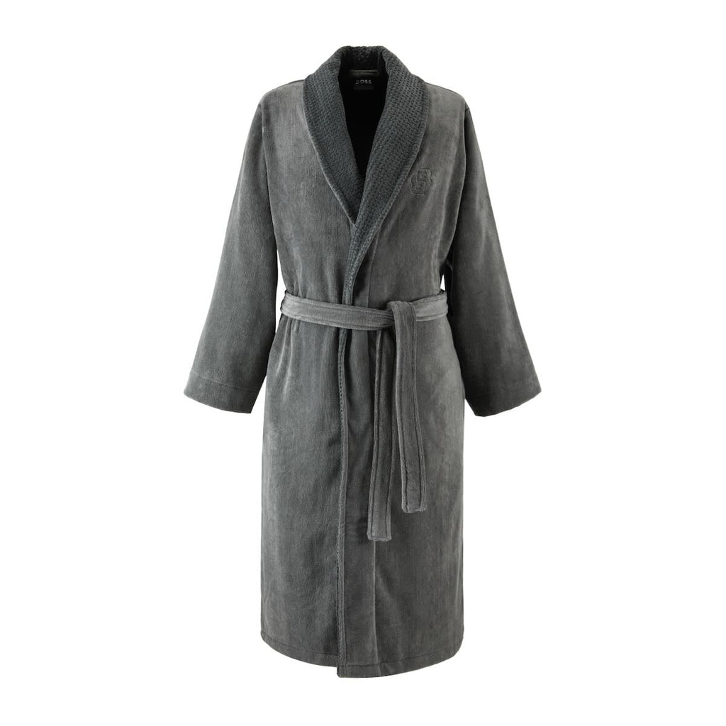 Hugo Boss Men's Double B Charcoal Robe by Yves Delorme