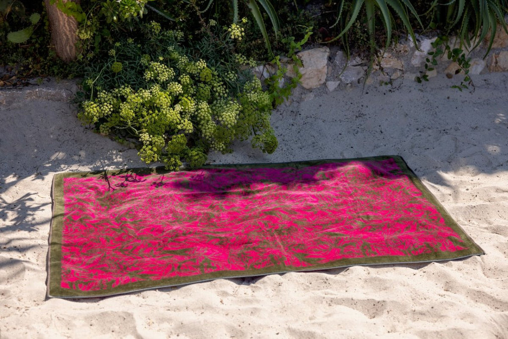 Sao Fuchsia Organic Cotton Beach Towel by Yves Delorme