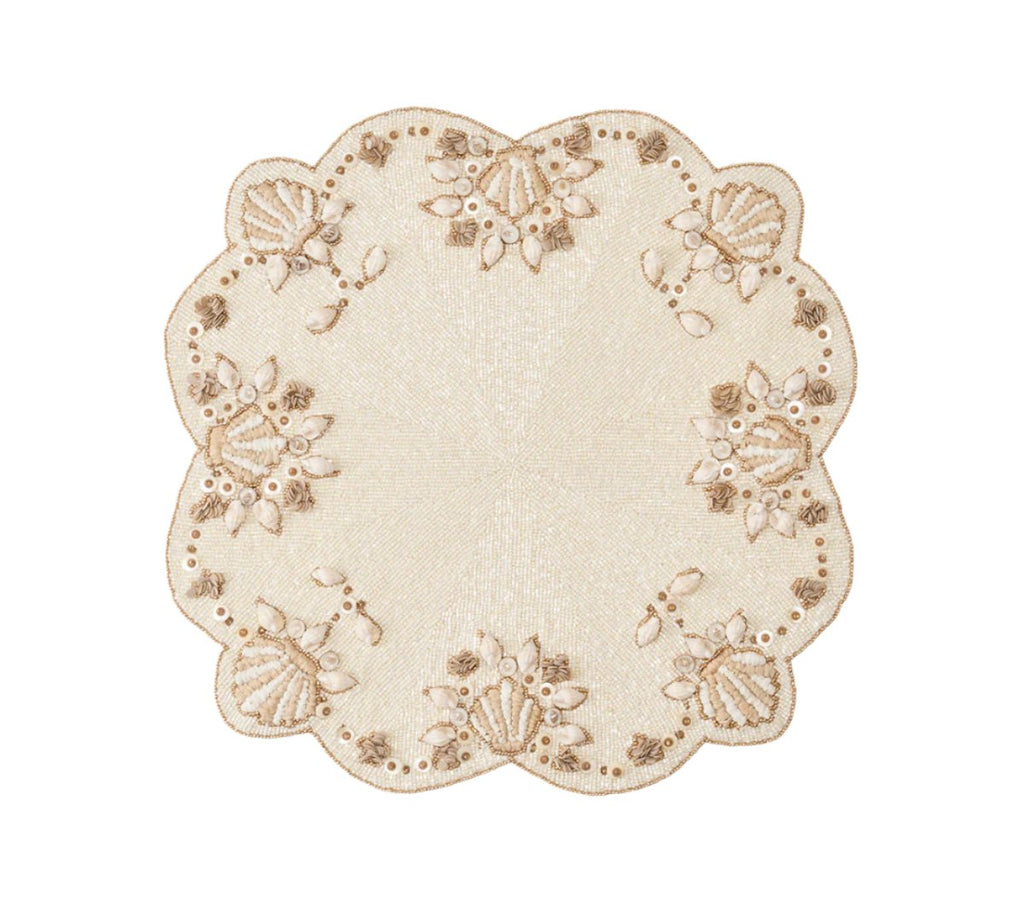 Beachcomber Placemat in Natural, Ivory & Gold Set of 2 by Kim Seybert