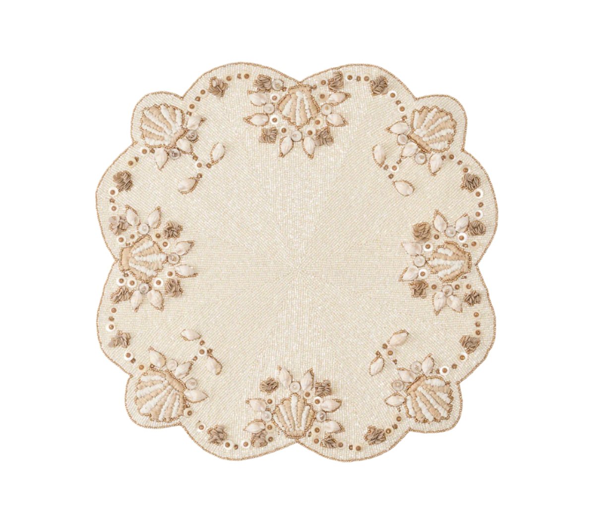Beachcomber Placemat in Natural, Ivory & Gold Set of 2 by Kim Seybert