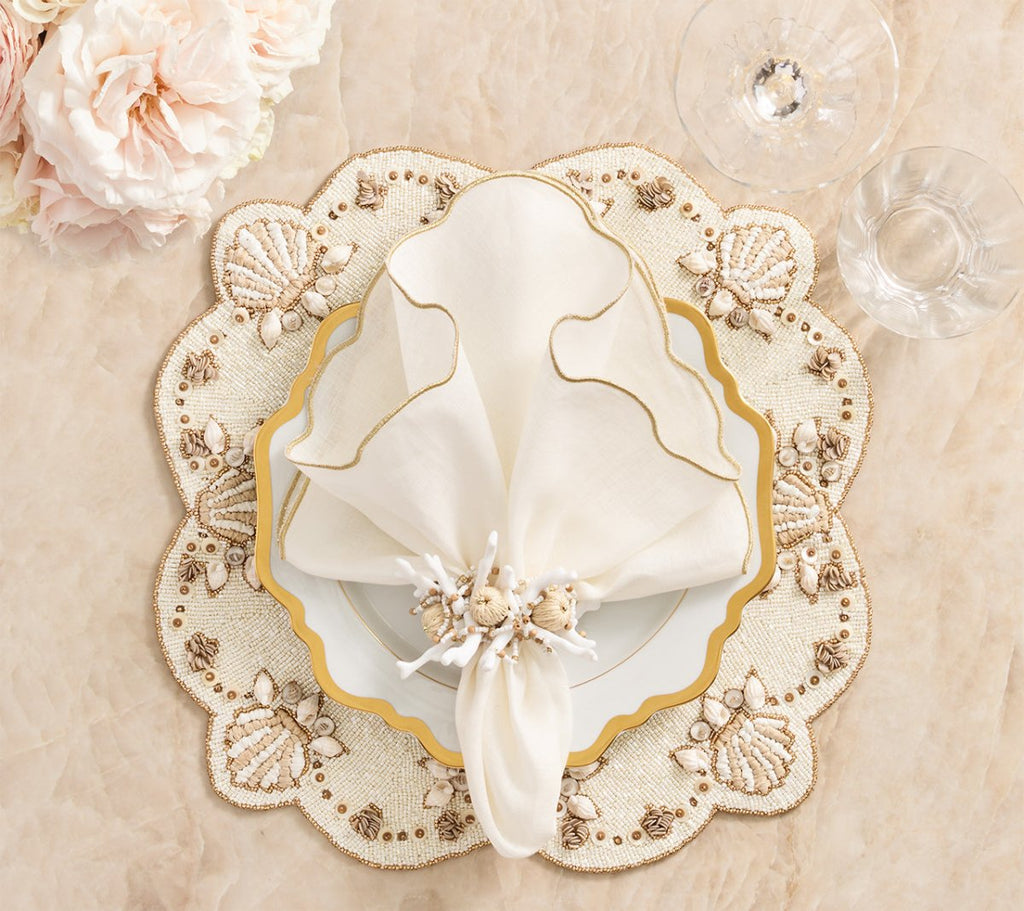 Beachcomber Placemat in Natural, Ivory & Gold Set of 2 by Kim Seybert
