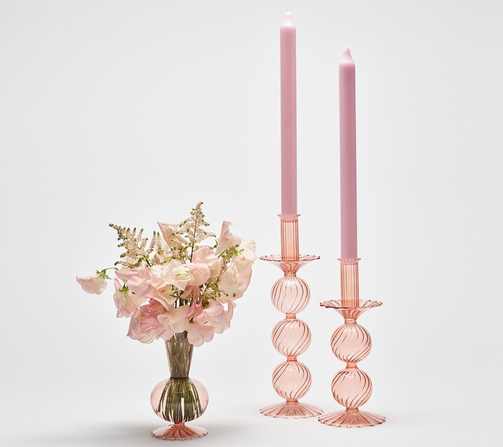 Bella Short Candle Holder in Blush Set of 2 by Kim Seybert