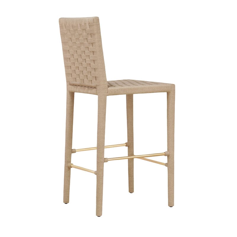 Burbank Natural Robe Bar Stool with Antique Brass Detail