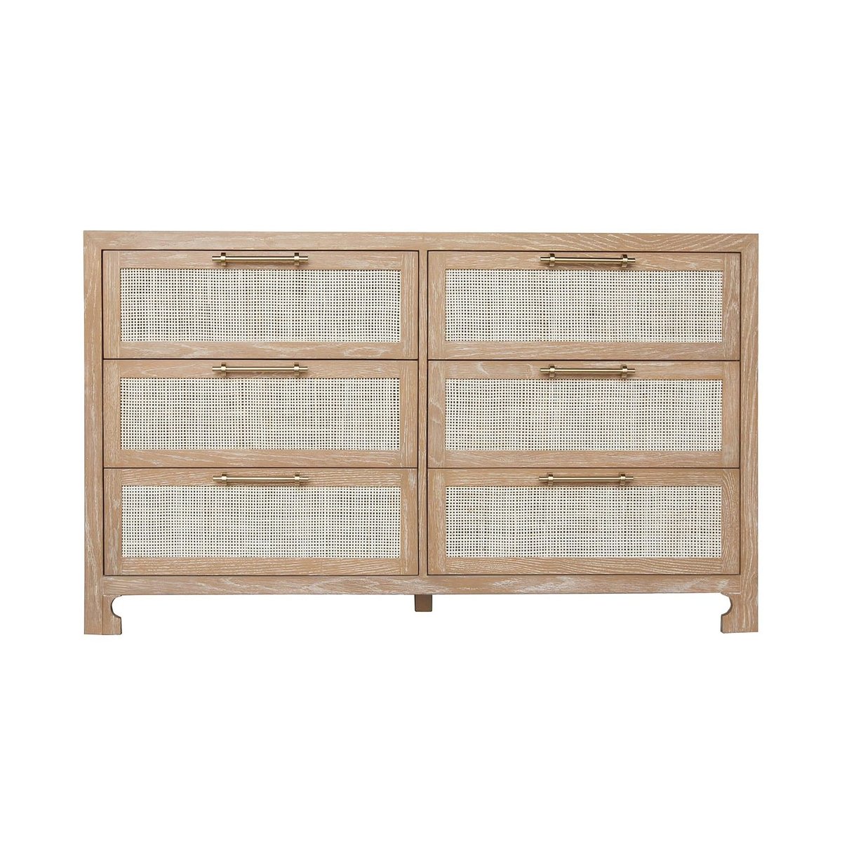 Carla Cerused Oak and Cane Dresser by Worlds Away