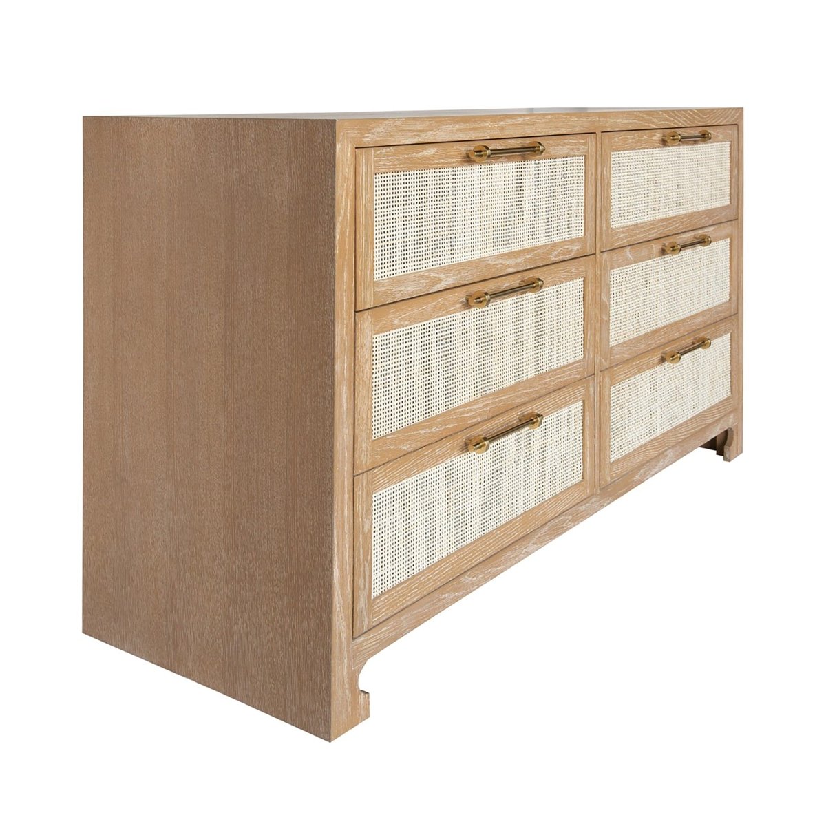 Carla Cerused Oak and Cane Dresser by Worlds Away