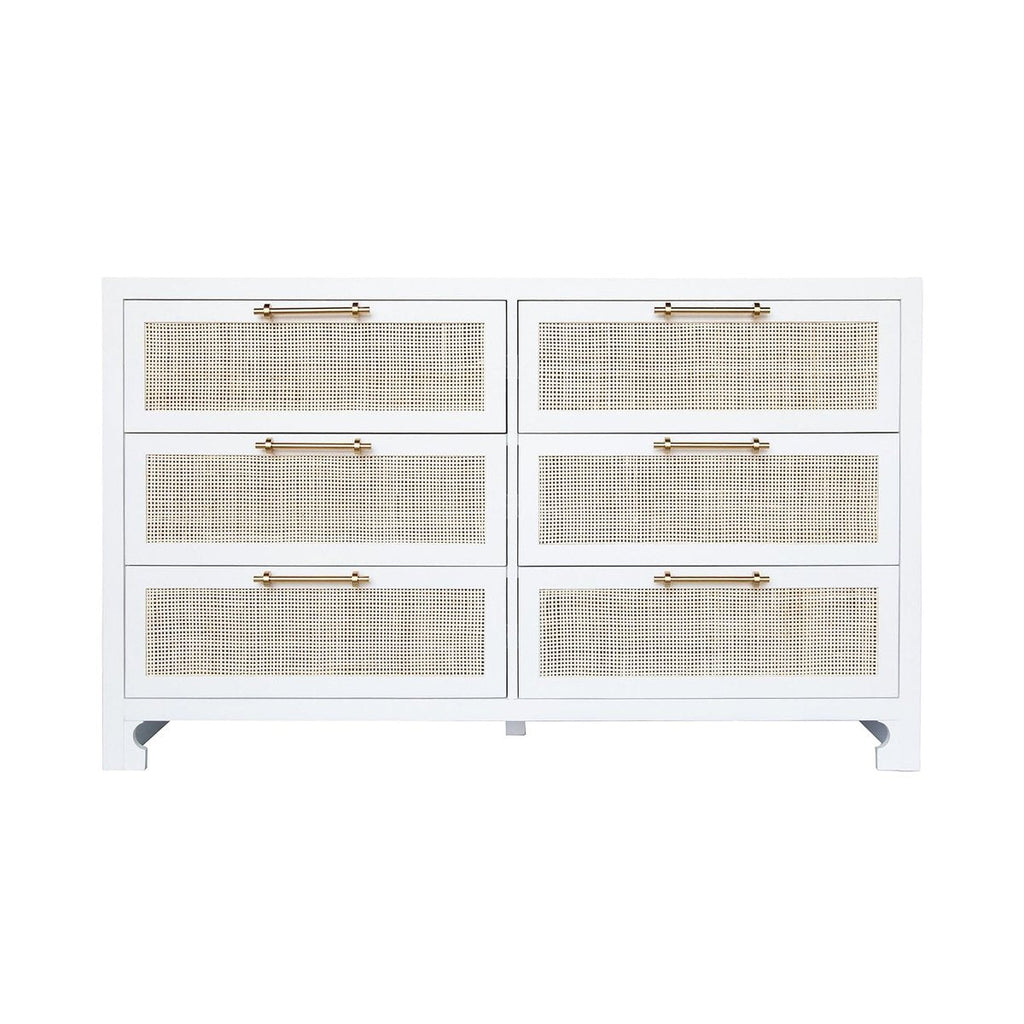 Carla White and Cane Dresser by Worlds Away