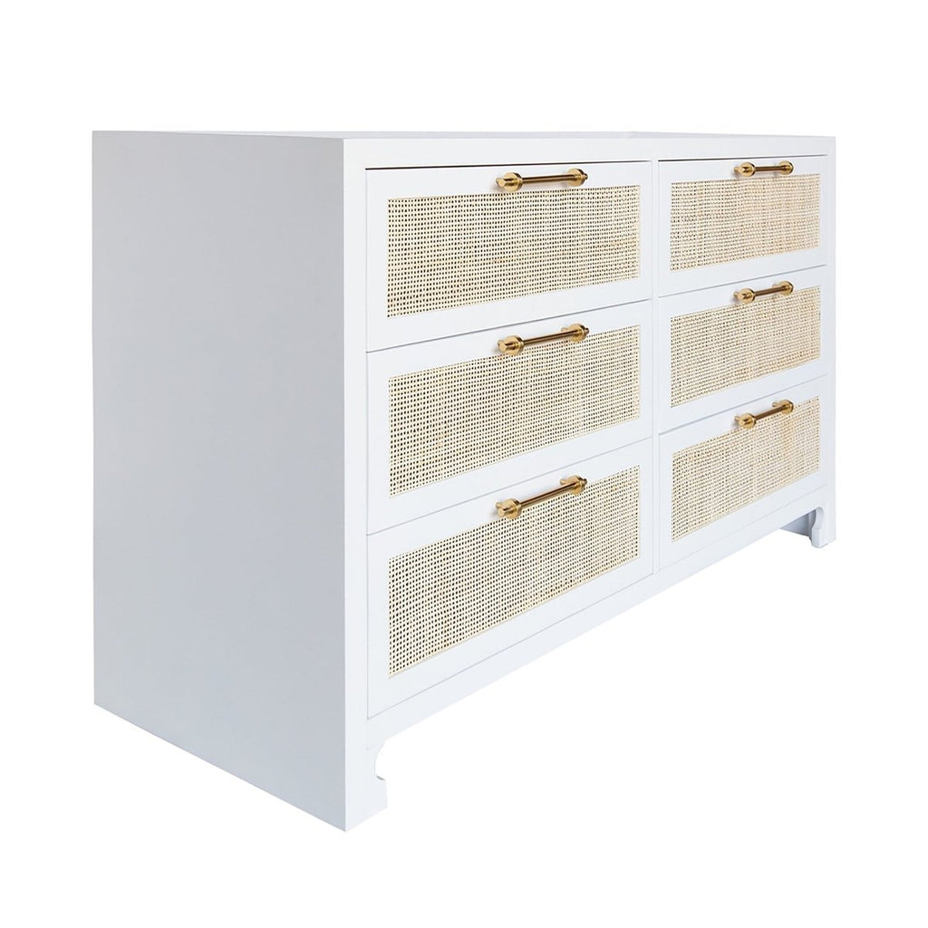 Carla White and Cane Dresser by Worlds Away