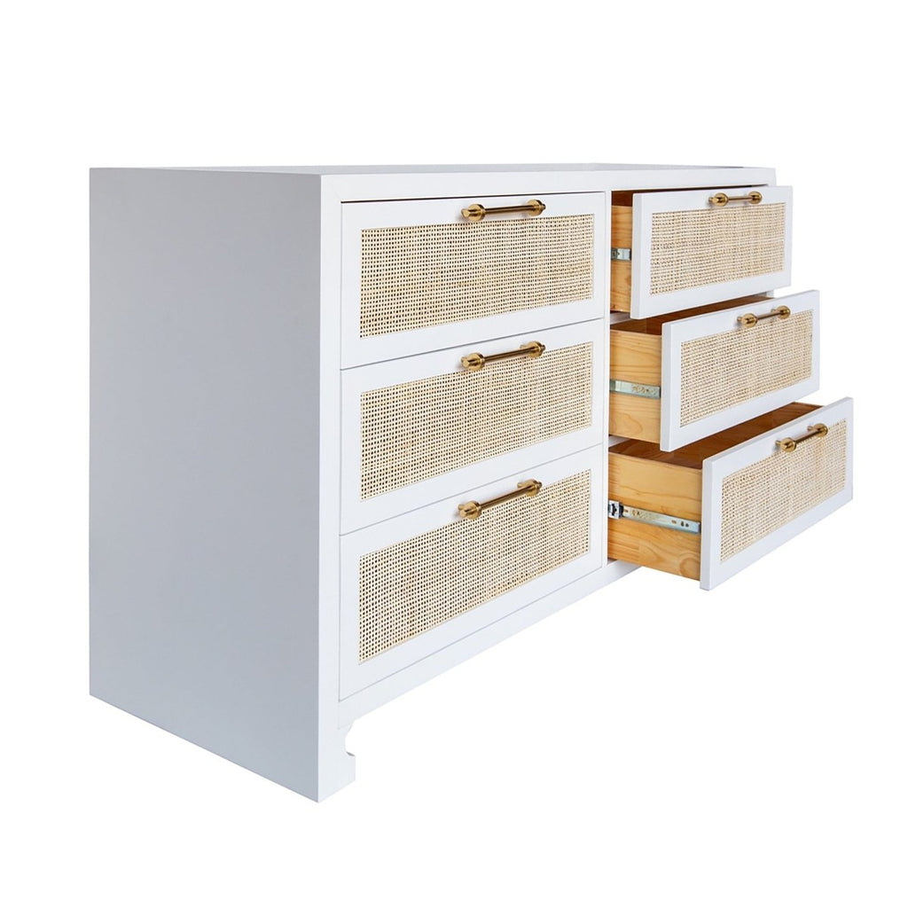 Carla White and Cane Dresser by Worlds Away