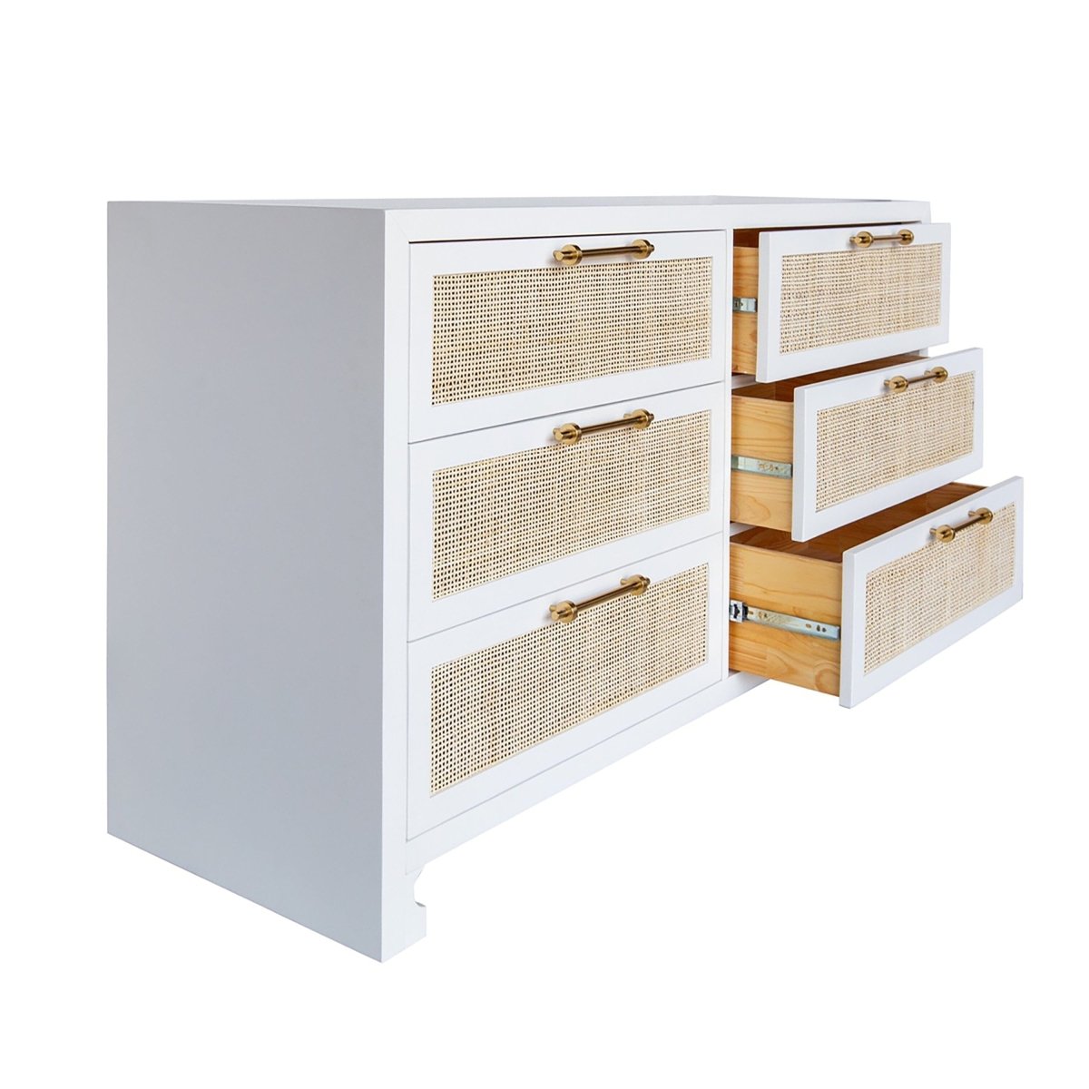 Carla White and Cane Dresser by Worlds Away