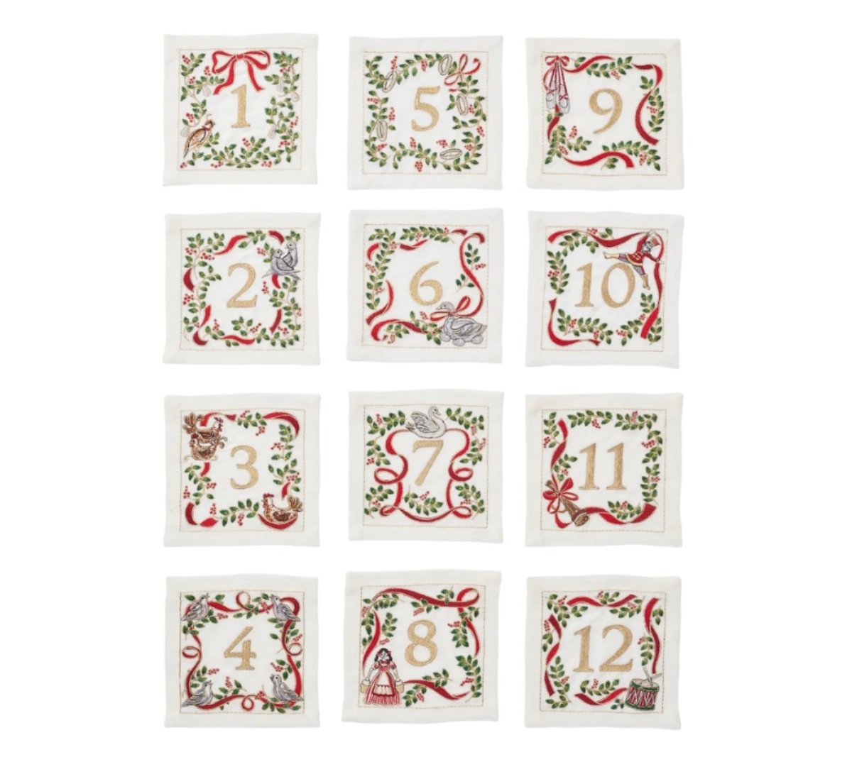 Christmas Carol Cocktail Napkins Set of 12 in a Gift Box by Kim Seybert