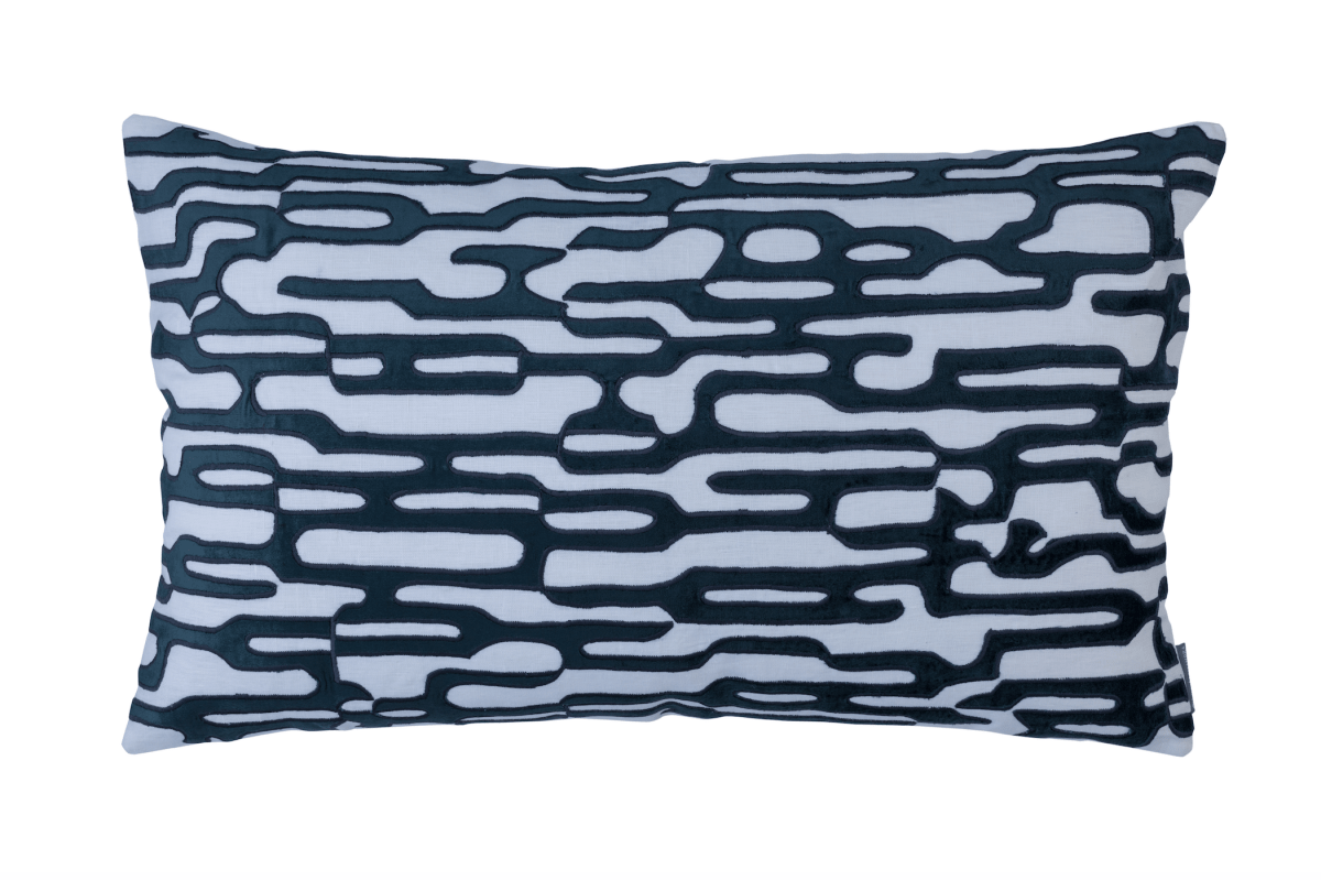 Christian White and Midnight Large Rectangle Pillow by Lili Alessandra
