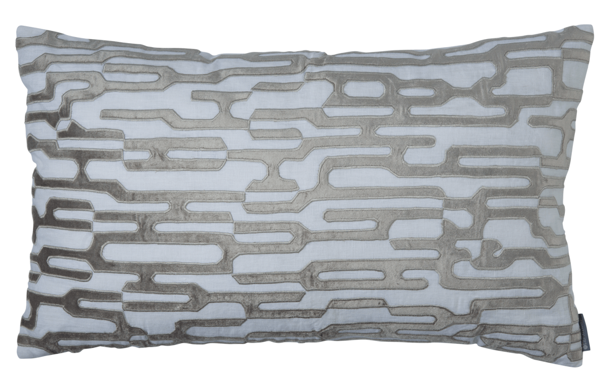 Christian White and Platinum Large Rectangle Pillow by Lili Alessandra