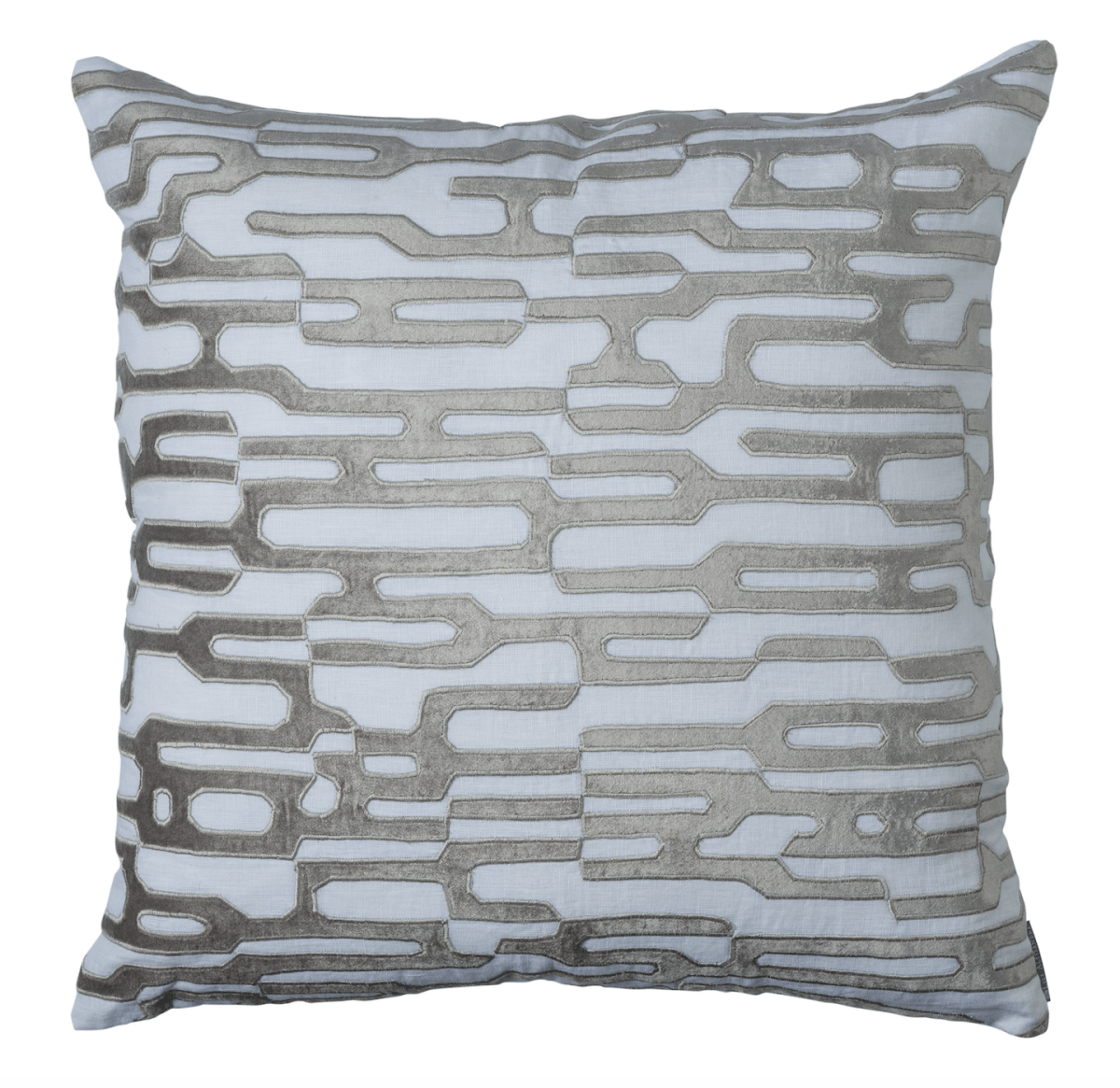 Christian White and Platinum Square Pillow by Lili Alessandra