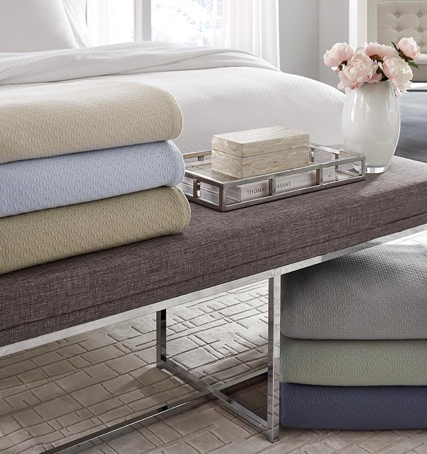 Corino Ivory Cotton Blanket by Sferra