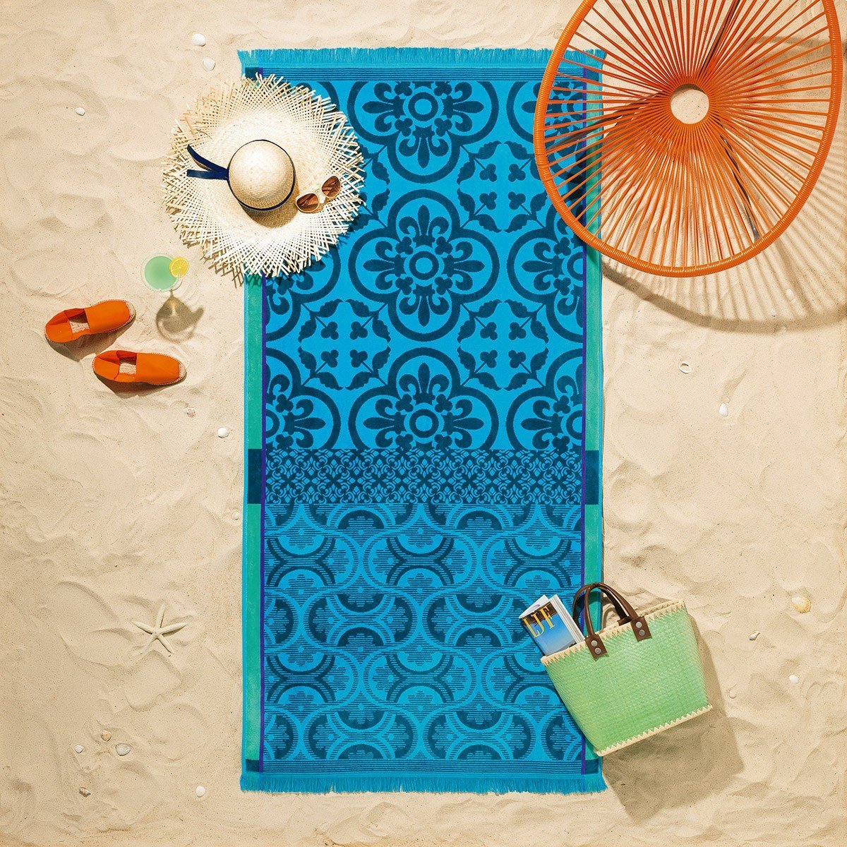 Santorin Beach Towel by Le Jacquard Français