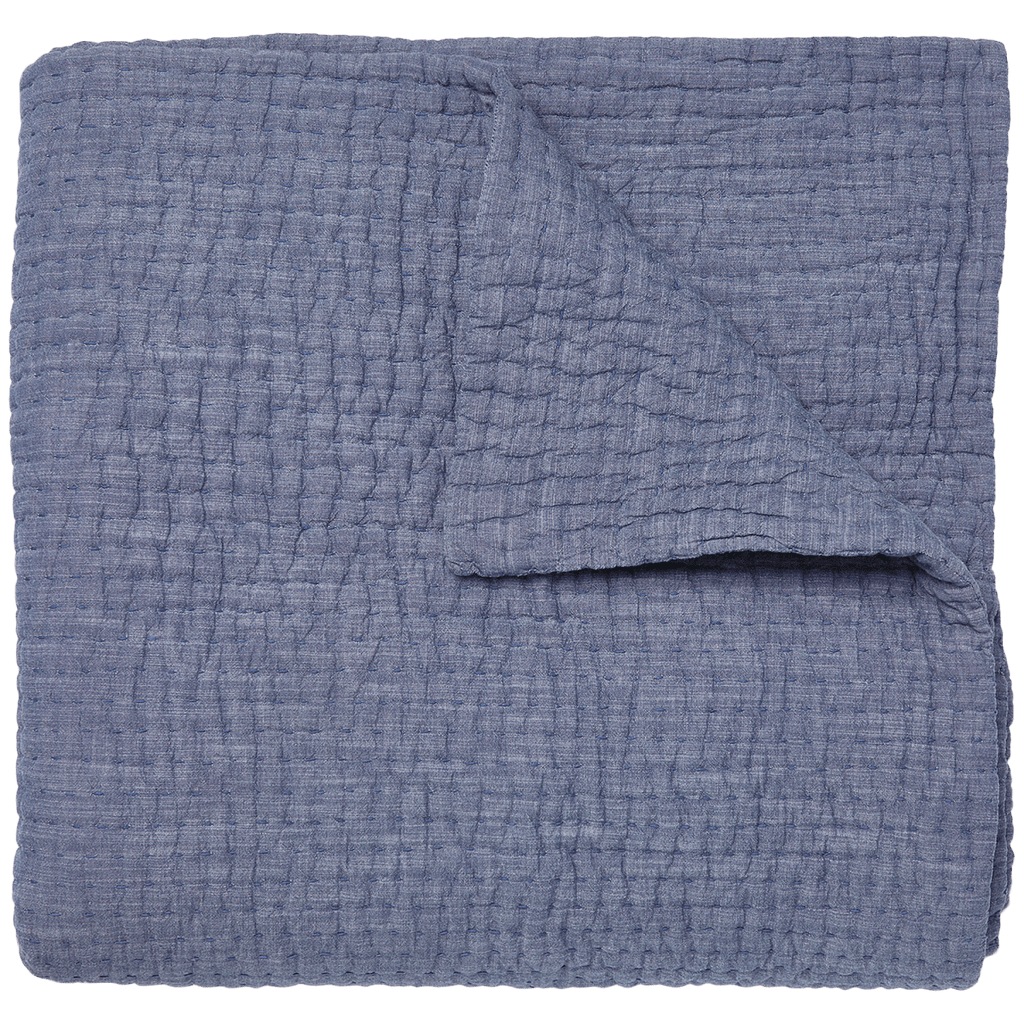 Vivada Indigo Quilted Coverlet by John Robshaw