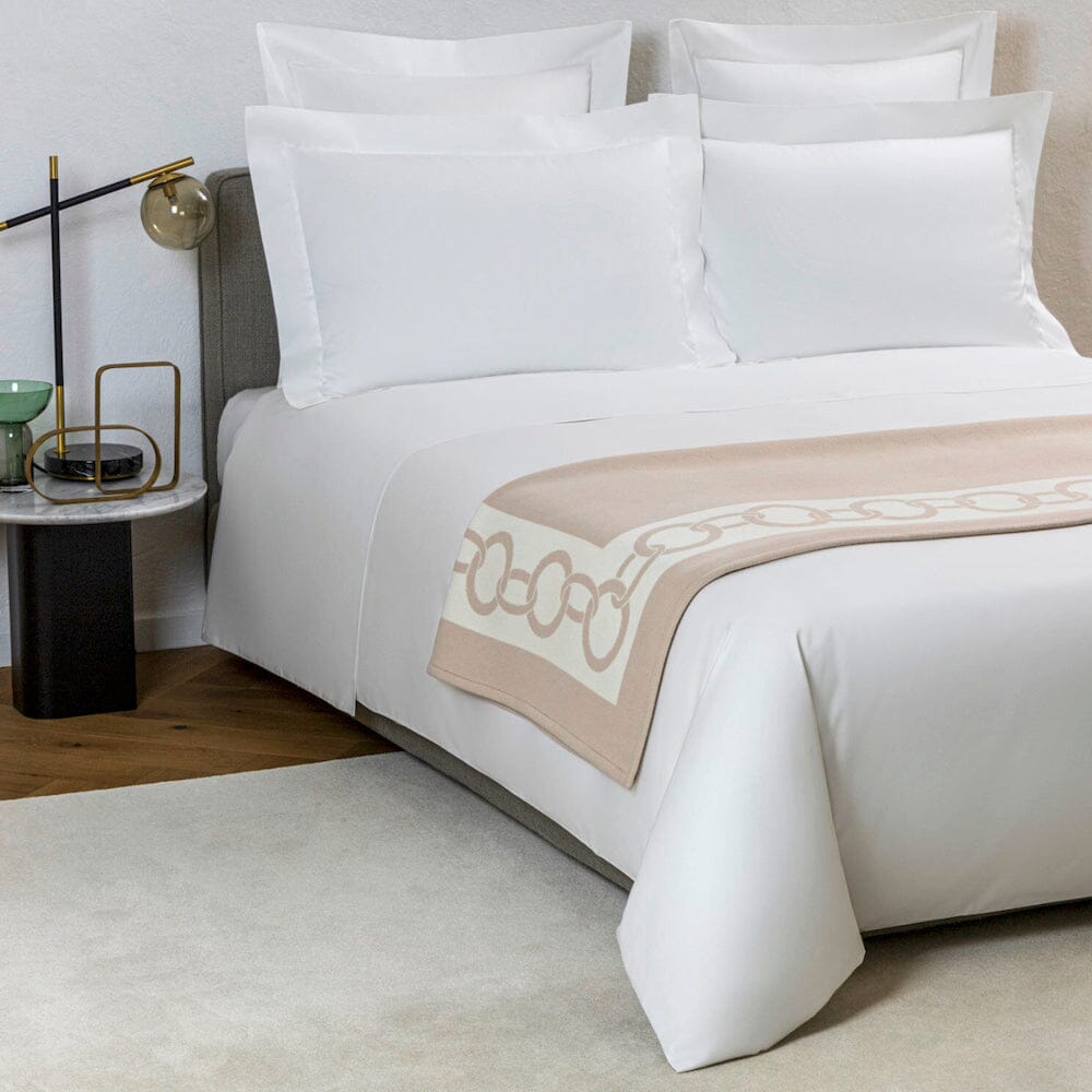 Frette Chains Throw Blanket in Beige and Milk