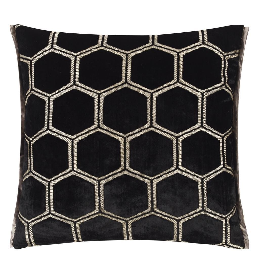 Manipur Noir Velvet Decorative Pillow by Designers Guild