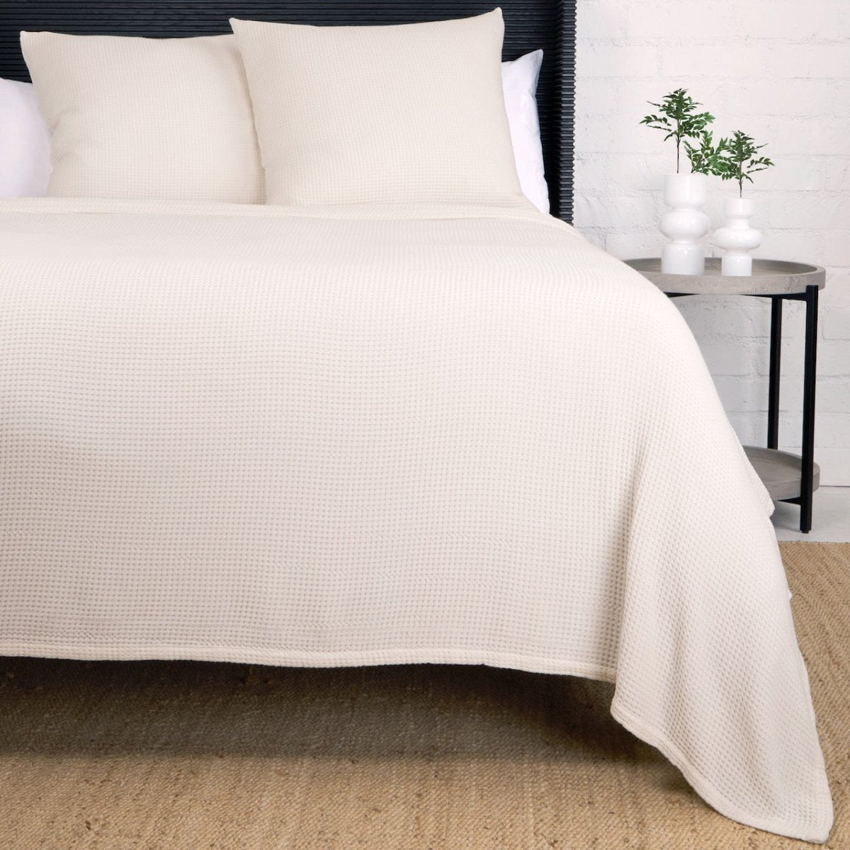 Balboa Ivory Waffle Blankets by Pom Pom at Home
