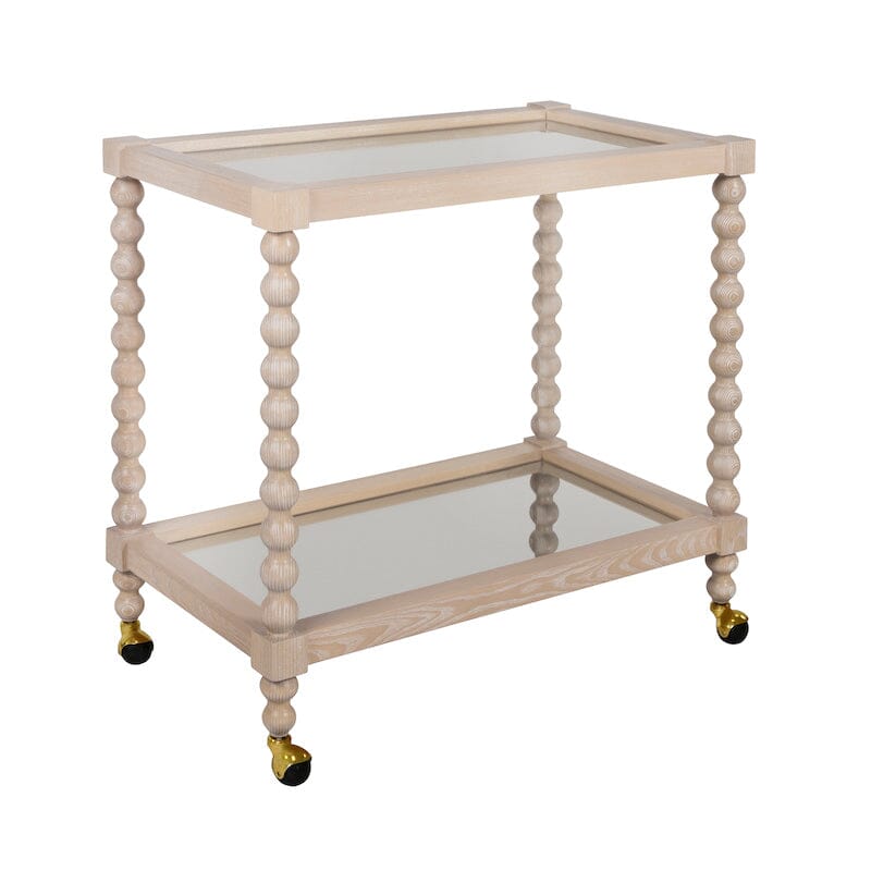 Isadore Light Cerused Oak Bar Cart by Worlds Away