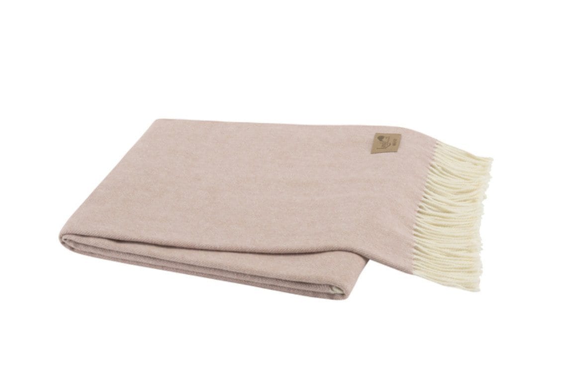 Italian Herringbone Throw in Rose Quartz