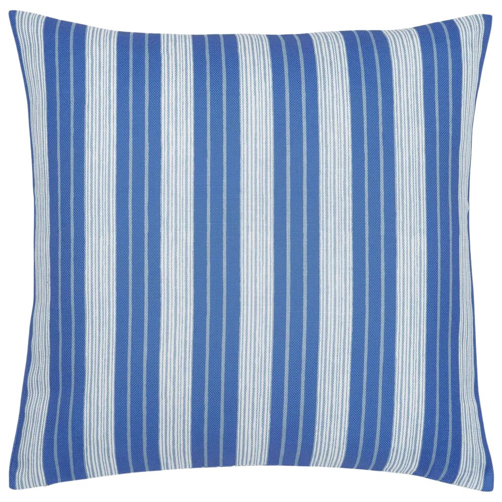 Vintage Stripe Azure Blue Outdoor Pillow by John Robshaw