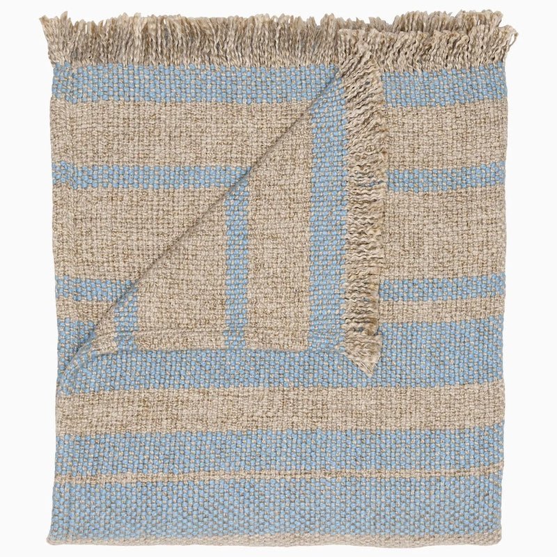 Ekram Light Indigo Woven Cotton Throws by John Robshaw
