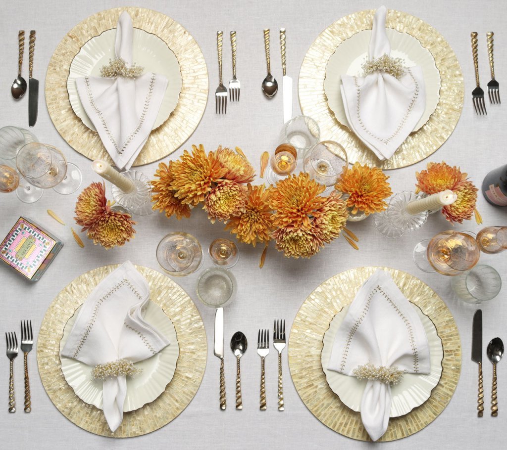 Byzantine Placemat in Ivory & Gold Set of 4 by Kim Seybert