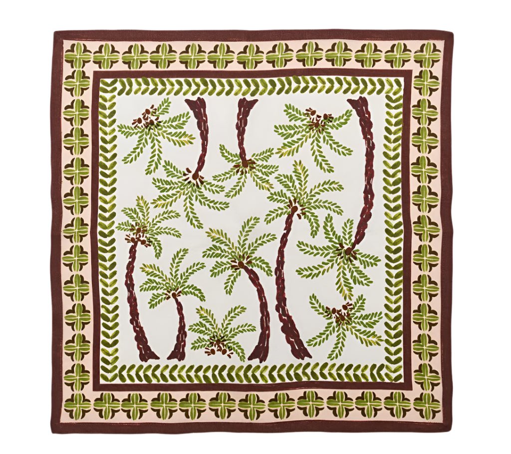 Oasis Napkin in Ivory Green & Brown Set of 4 by Kim Seybert