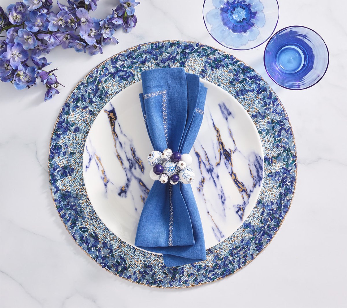 Lagoon Placemats Set of 4 in Navy & Blue by Kim Seybert