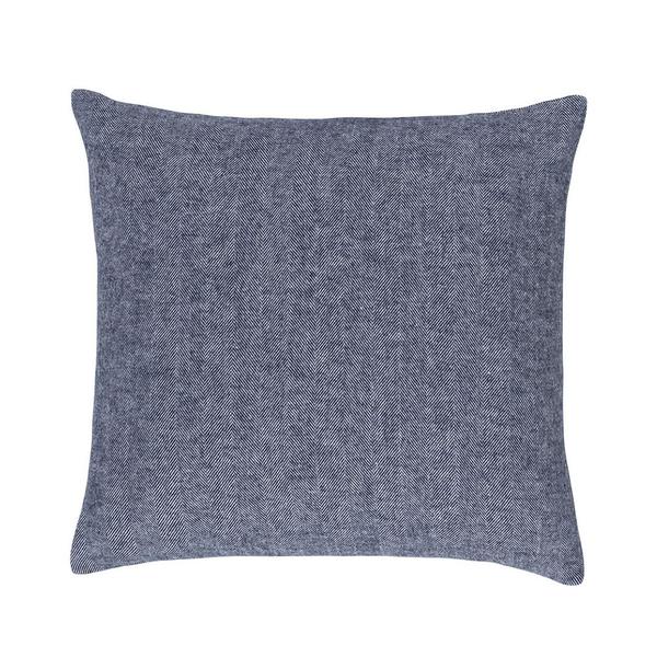 Navy Solid Herringbone Pillow by Lands Downunder