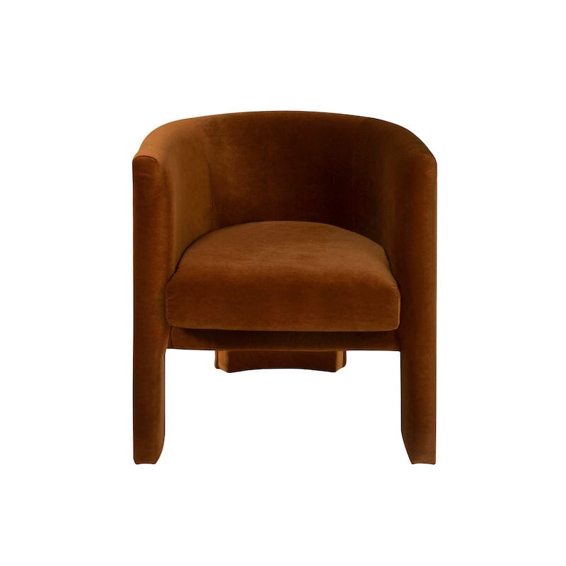 Lansky Rust Velvet Barrel Chair by Worlds Away