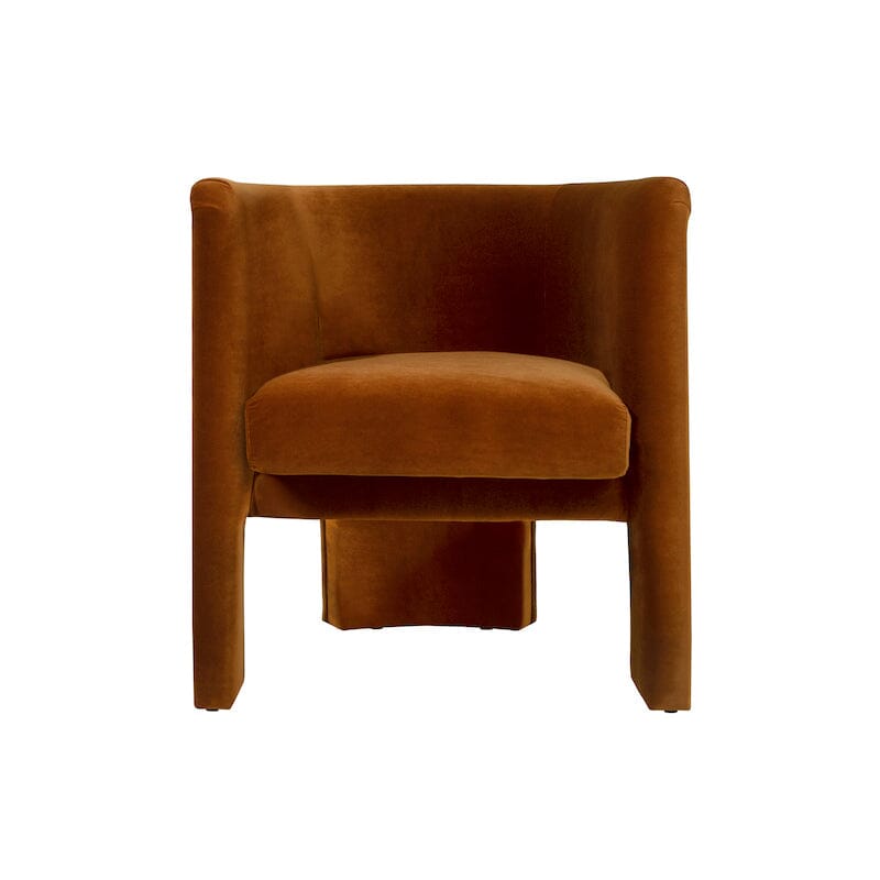 Lansky Rust Velvet Barrel Chair by Worlds Away