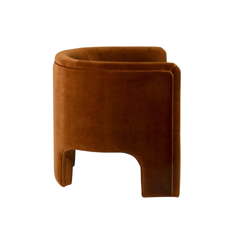 Lansky Rust Velvet Barrel Chair by Worlds Away
