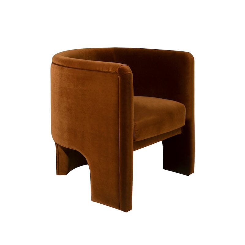 Lansky Rust Velvet Barrel Chair by Worlds Away