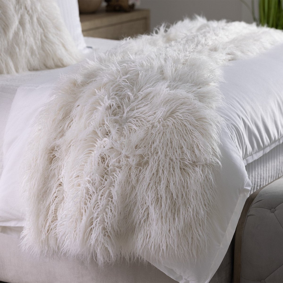 Coco White Faux Fur Throw by Lili Alessandra