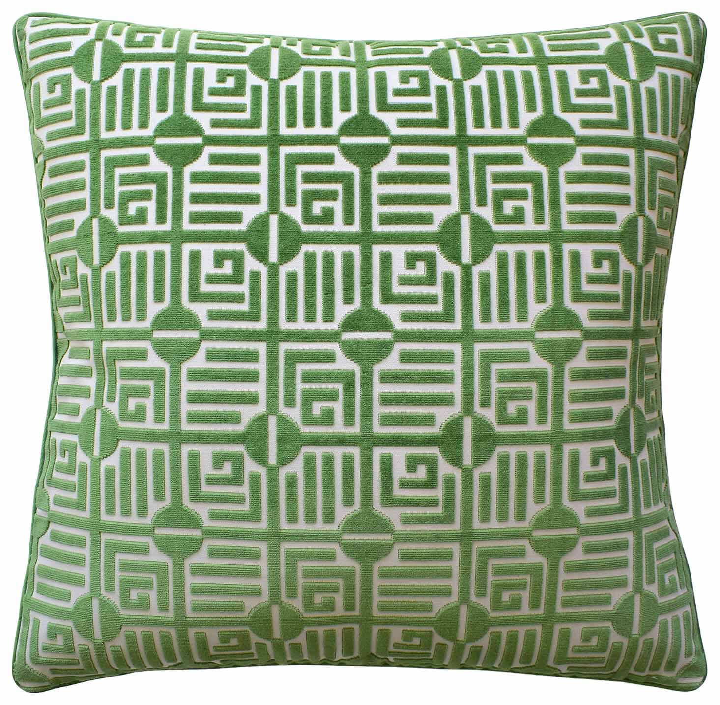 Labyrinth Velvet Emerald 22x22" Decorative Pillows Ryan Studio