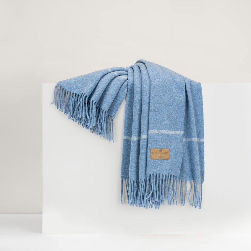 Windowpane Cashmere Sky Blue Throw by Lands Downunder