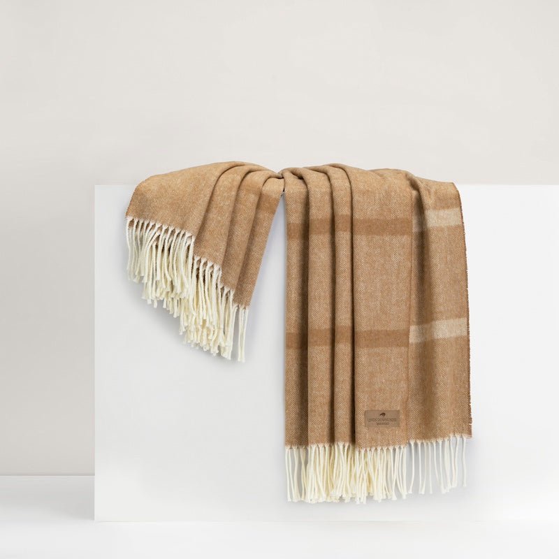 Caramel Montauk Stripe Herringbone Throw by Lands Downunder