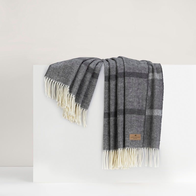 Charcoal Montauk Stripe Herringbone Throw by Lands Downunder