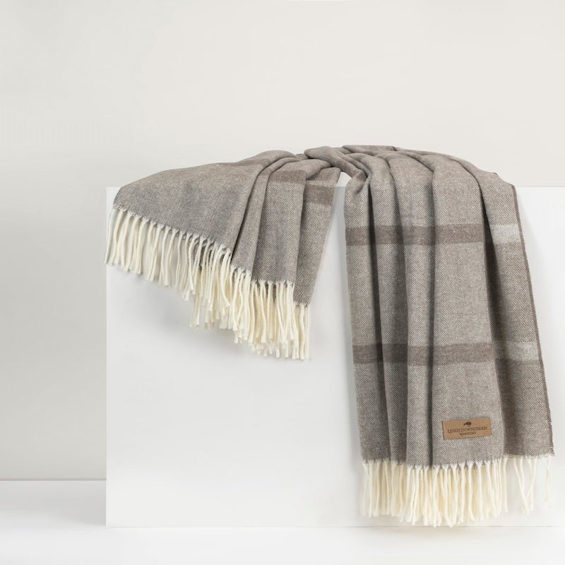 Mink Montauk Stripe Herringbone Throw by Lands Downunder