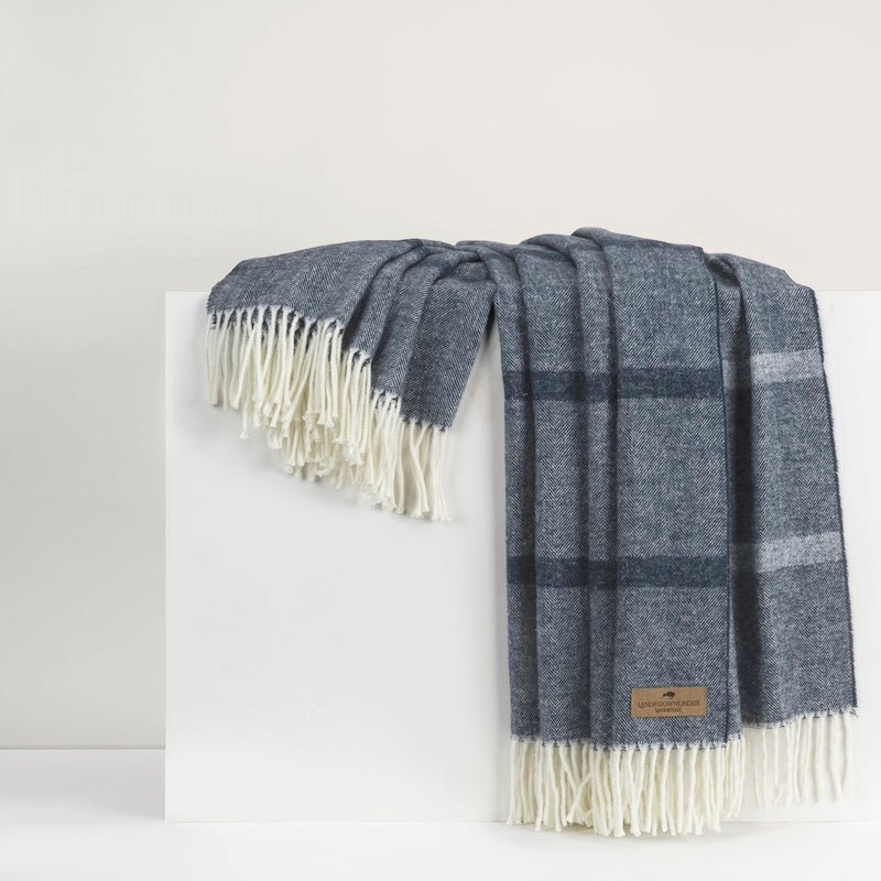 Navy Montauk Stripe Herringbone Throw by Lands Downunder