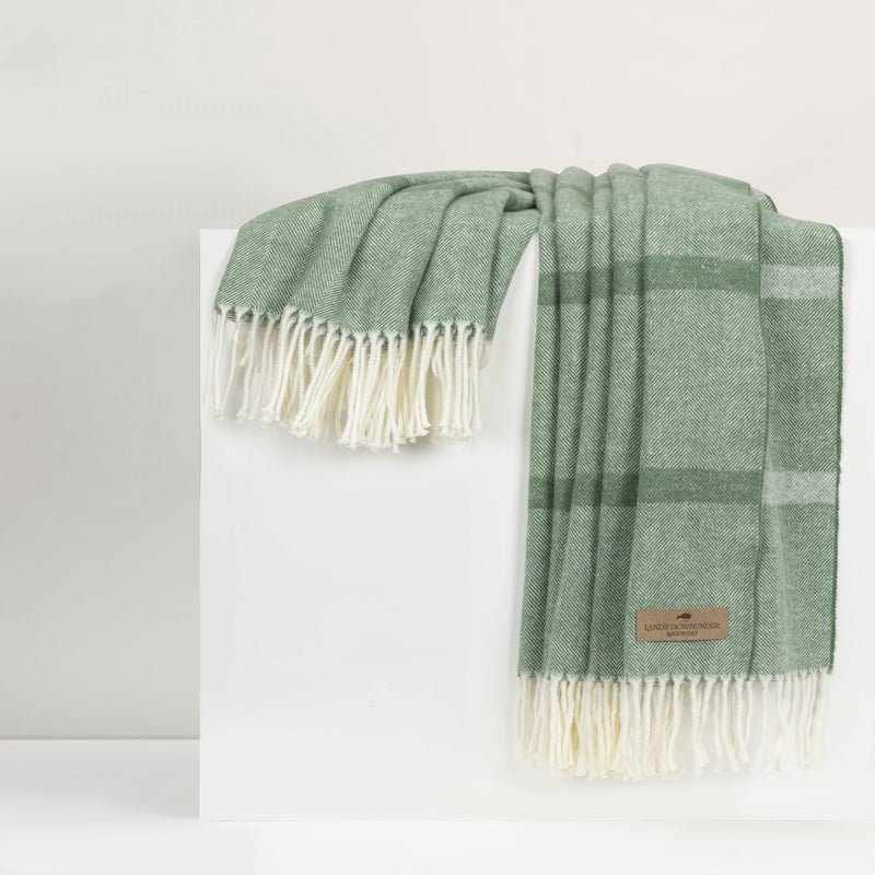Olive Montauk Stripe Herringbone Throw by Lands Downunder