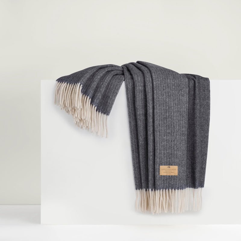 Navy Pinstripe Cashmere Throw by Lands Downunder