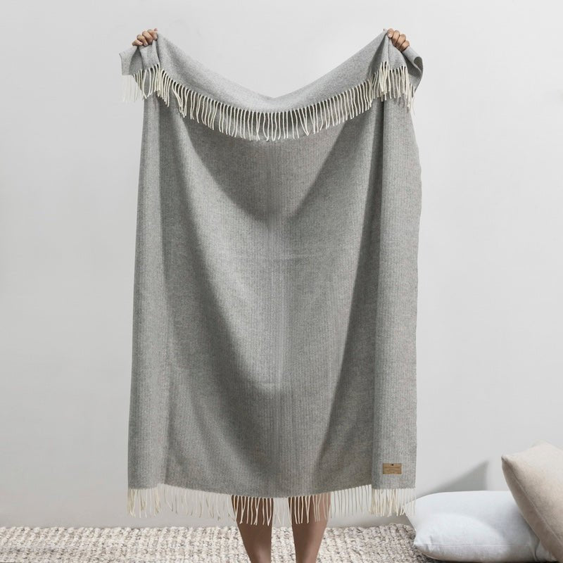 Silver Pinstripe Cashmere Throw by Lands Downunder