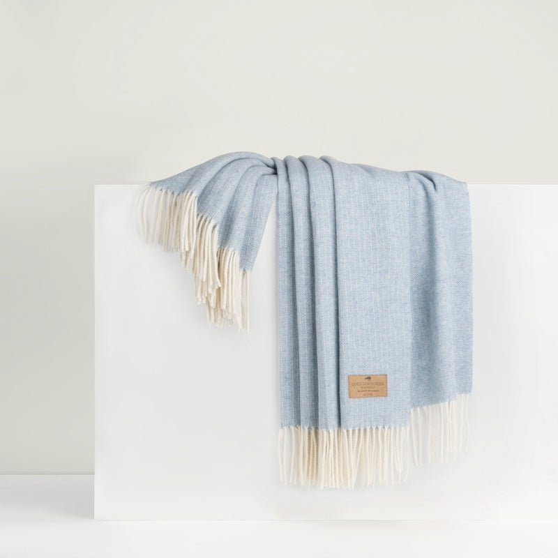Sky Pinstripe Cashmere Throw by Lands Downunder