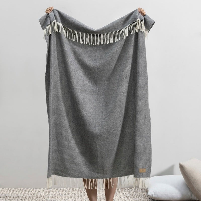 Slate Pinstripe Cashmere Throw by Lands Downunder