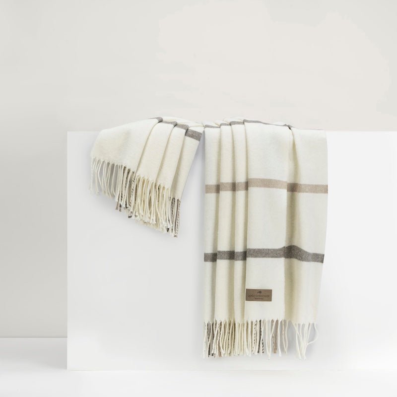 Barnwood and Dune Tattersall Plaid Throw by Lands Downunder