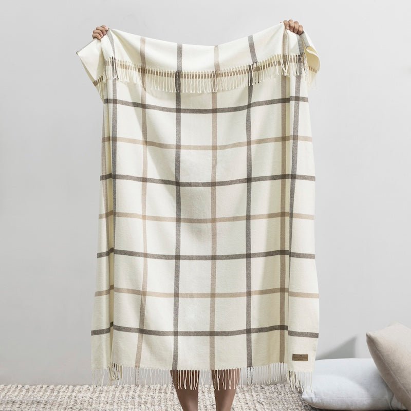 Barnwood and Dune Tattersall Plaid Throw by Lands Downunder